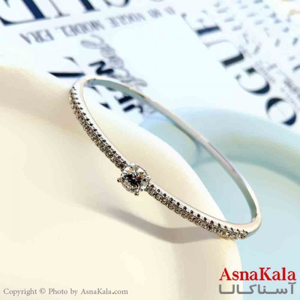 بنگل مینیمال دخترانه ژوپینگ مدل تک نگین  کد DSB18840W