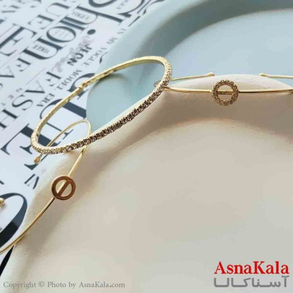 بنگل مینیمال دخترانه استیل 316 مدل سه لاین نگینی کد DSB18843W