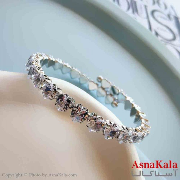 بنگل مینیمال دخترانه استیل 316 مدل قلب نگینی  کد DSB18858W