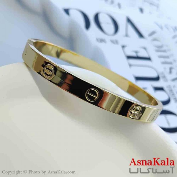 بنگل مینیمال دخترانه استیل 316 مدل کارتیر طلایی کد DSB18869W