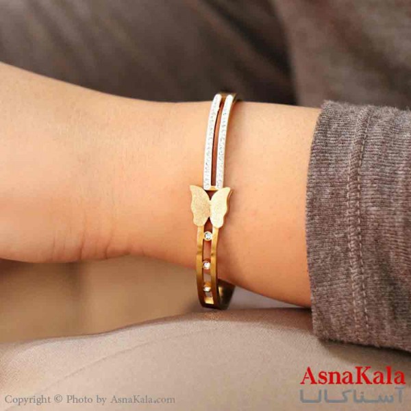 بنگل مینیمال دخترانه استیل 316 مدل دولاین پروانه  کد DSB18880W