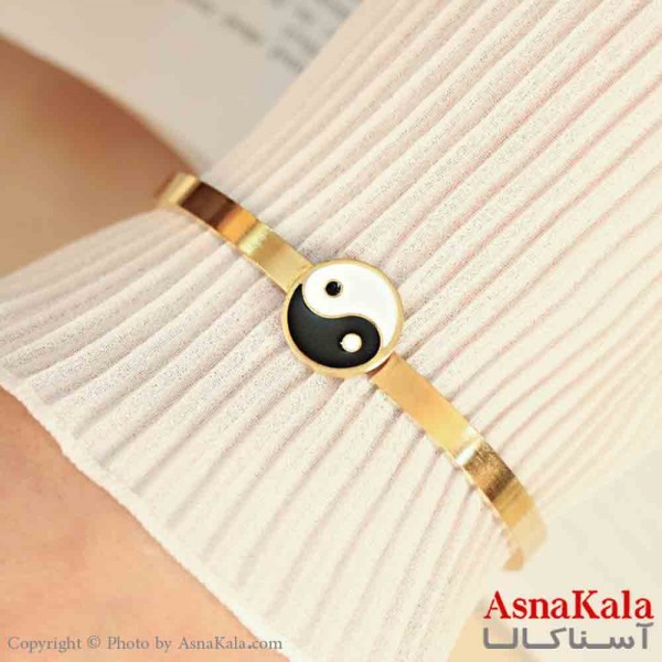 بنگل مینیمال دخترانه استیل 316 مدل یین و یانگ  کد DSB18887W