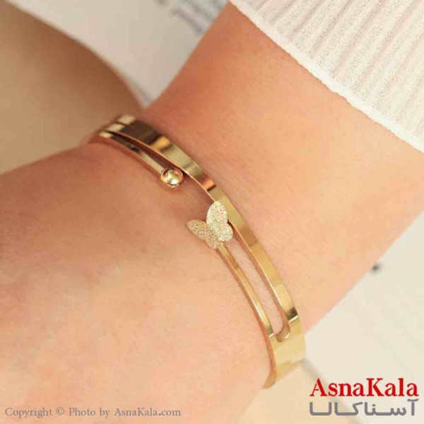 بنگل مینیمال دخترانه استیل 316 مدل پروانه دولاین  کد DSB18890W