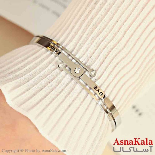 بنگل مینیمال دخترانه استیل 316 مدل سه لاین عشق  کد DSB18894W