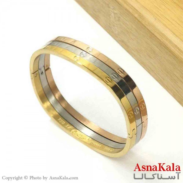 بنگل مینیمال دخترانه استیل 316 مدل کارتیر مربع کد DSB18901W