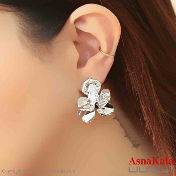 گوشواره استیل مینیمال زنانه مدل گل دفرمه کد GSH151137W