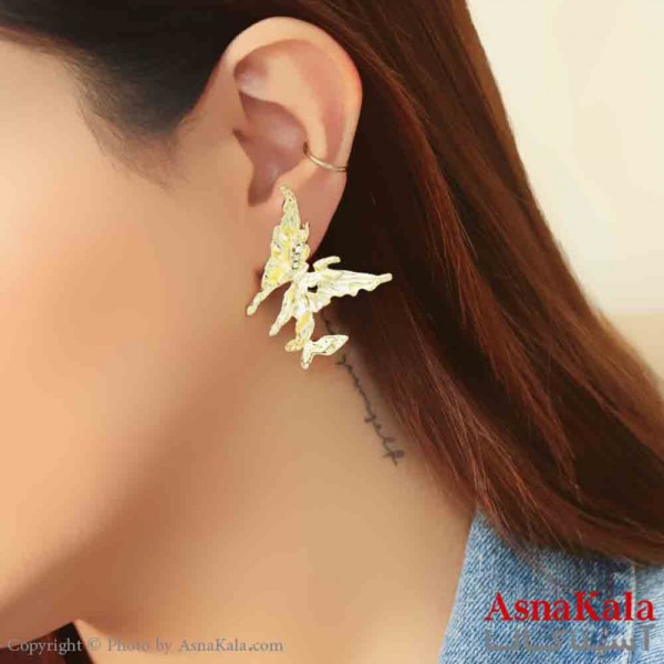گوشواره استیل مینیمال زنانه مدل پروانه طلایی کد GSH151140W
