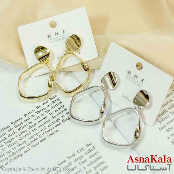 گوشواره استیل مینیمال زنانه مدل گرد دفرمه کد GSH151144W