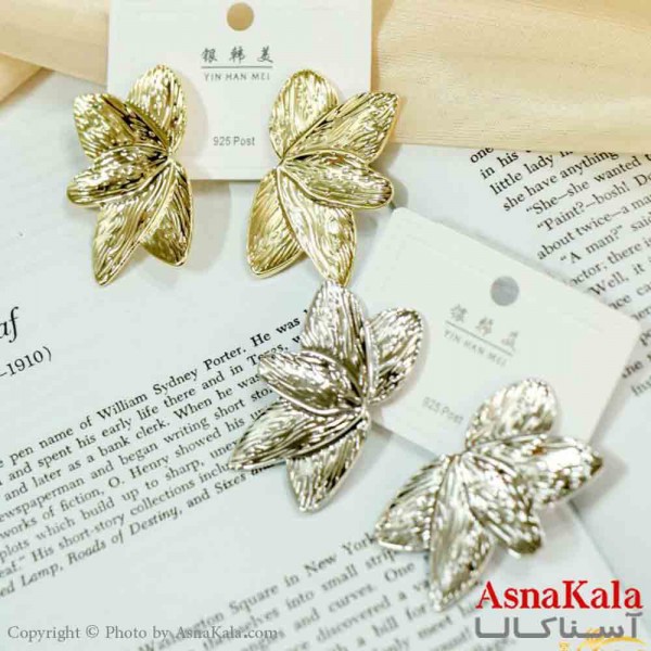 گوشواره استیل مینیمال زنانه مدل گل برگ  کد GSH151147W