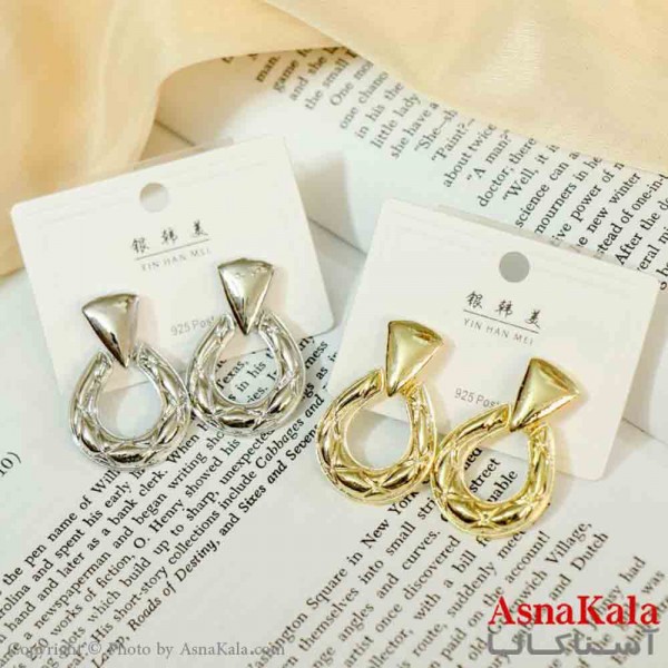 گوشواره استیل مینیمال زنانه مدل دایره آویزی  کد GSH151148W