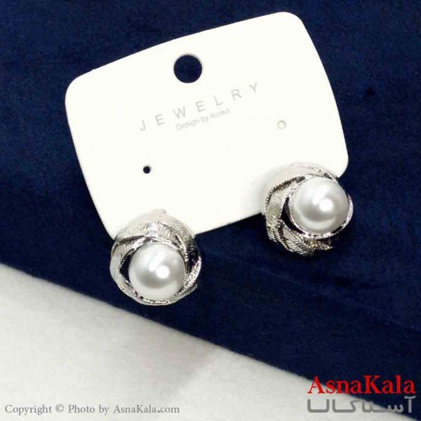 گوشواره استیل مینیمال زنانه مدل مروارید پیچی کد GSH151155W