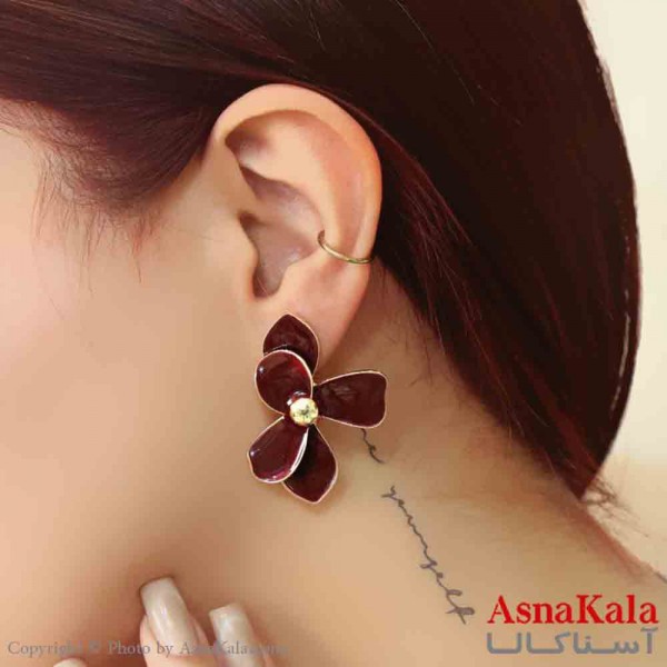 گوشواره استیل مینیمال زنانه مدل گل سرخ کد GSH151156W