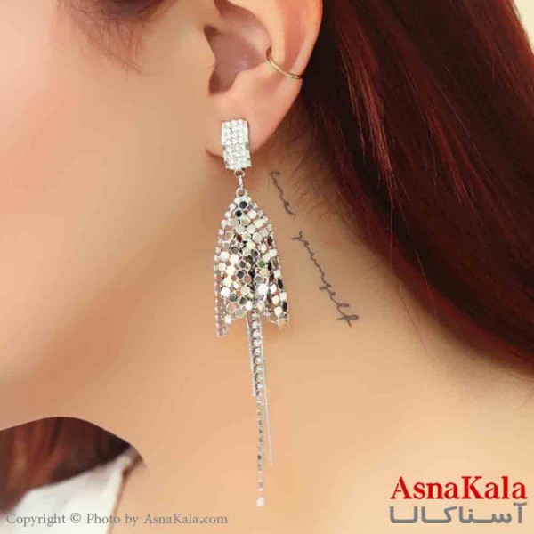 گوشواره استیل مینیمال زنانه مدل آویز جواهری کد GSH151158W