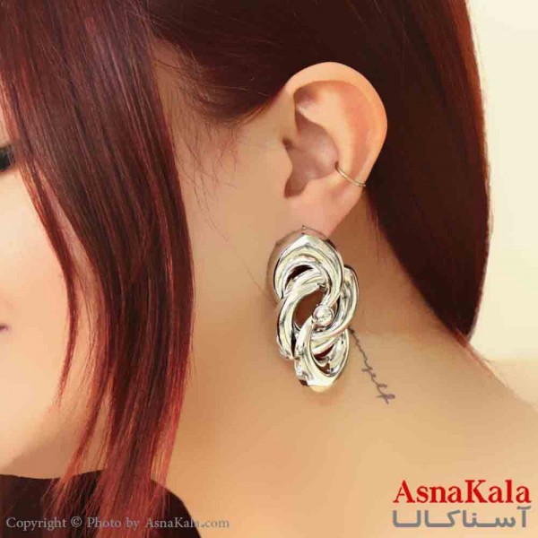 گوشواره استیل مینیمال زنانه مدل پیچی نقره ای کد GSH151162W