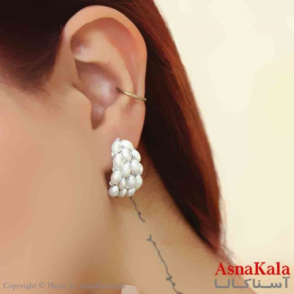 گوشواره استیل مینیمال زنانه مدل فول مروارید کد GSH151163W