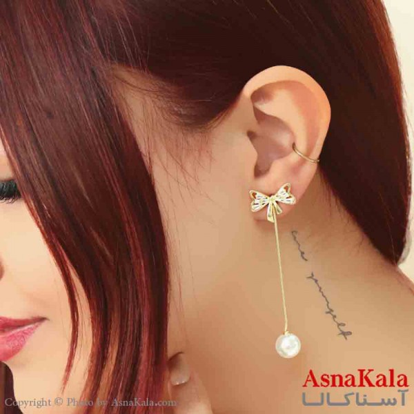 گوشواره استیل مینیمال زنانه مدل پاپیون آویز دار کد GSH151165W
