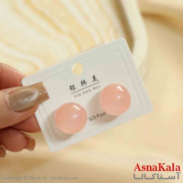 گوشواره استیل مینیمال زنانه مدل سنگ صورتی کد GSH151169W