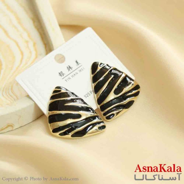 گوشواره استیل مینیمال زنانه مدل طلایی و مشکی کد GSH151170W