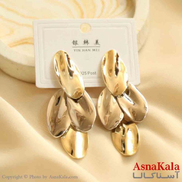 گوشواره استیل مینیمال زنانه مدل برگ طلایی  کد GSH151172W
