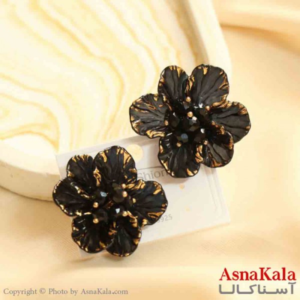 گوشواره استیل مینیمال زنانه مدل گل مشکی  کد GSH151175W