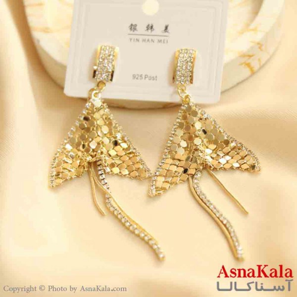 گوشواره استیل مینیمال زنانه مدل مثلث پولک طلایی کد GSH151176W