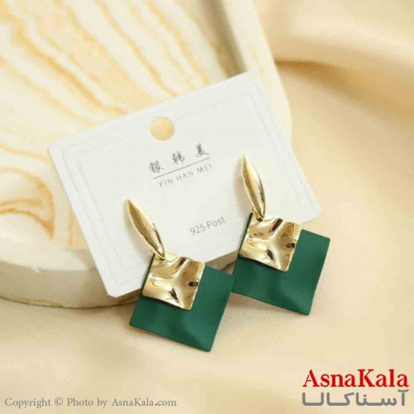 گوشواره استیل مینیمال زنانه مدل مثلث سبز کد GSH151178W