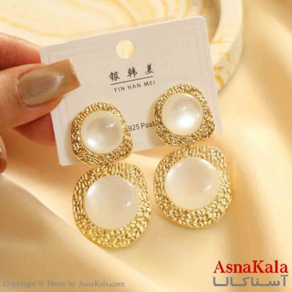 گوشواره استیل مینیمال زنانه مدل گرد مرواریدی کد GSH151180W