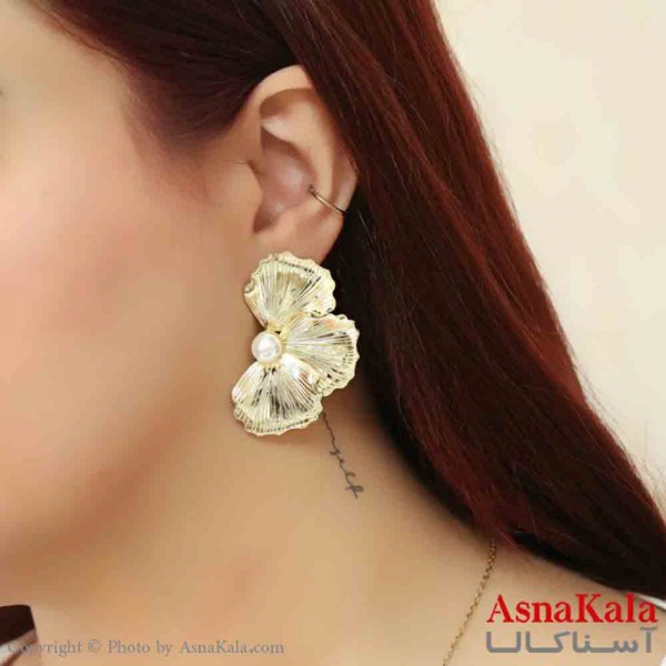 گوشواره استیل مینیمال زنانه مدل گل طلایی کد GSH151183W