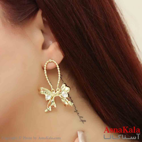 گوشواره استیل مینیمال زنانه مدل آویزی پاپیون کد GSH151195W