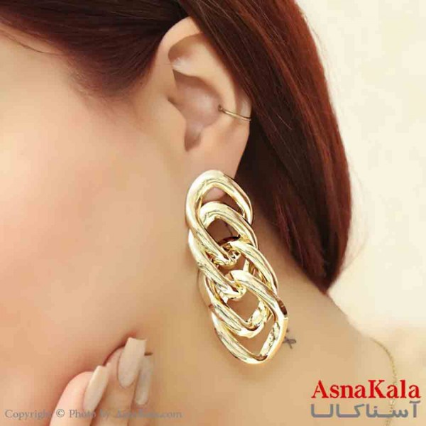 گوشواره استیل مینیمال زنانه مدل آویزی زنجیری کد GSH151196W