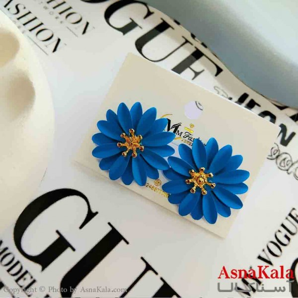 گوشواره استیل مینیمال زنانه مدل فانتزی گل آبی کد GSH151205W