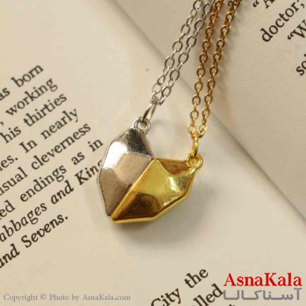 گردنبند ست دونفره  قلب چند ضلعی کد GNB161381W