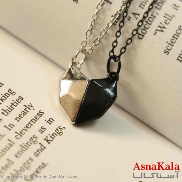گردنبند ست دونفره  قلب چند ضلعی کد GNB161382W