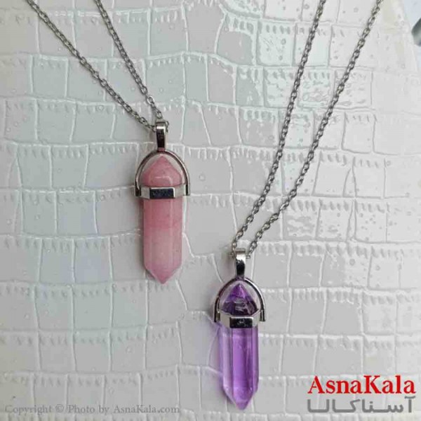 گردنبند زنانه استیل مدل سنگ منشور کد GNB161388W