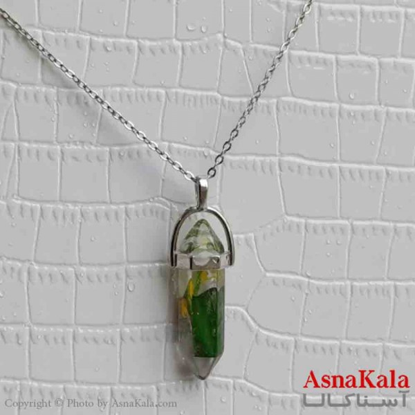 گردنبند زنانه استیل مدل سنگ منشور رنگی کد GNB161390W