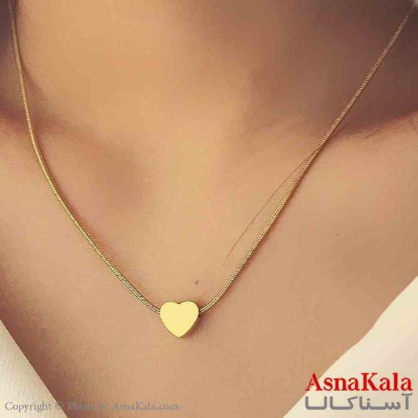گردنبند زنانه شیک استیل مدل قلب طلایی کد GNB161402W