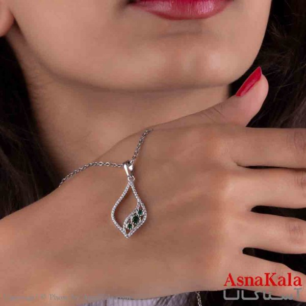 گردنبند زنانه شیک ژوپينگ مدل هلالی نقره ای کد GNB161404W