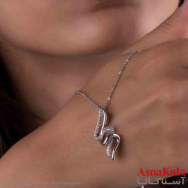 گردنبند زنانه شیک استیل مدل پیچی نگینی کد GNB161417W