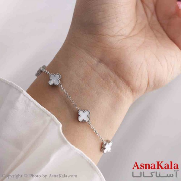 دستبند زنانه پینترستی مدل ونکلیف سفید کد DSB18907W