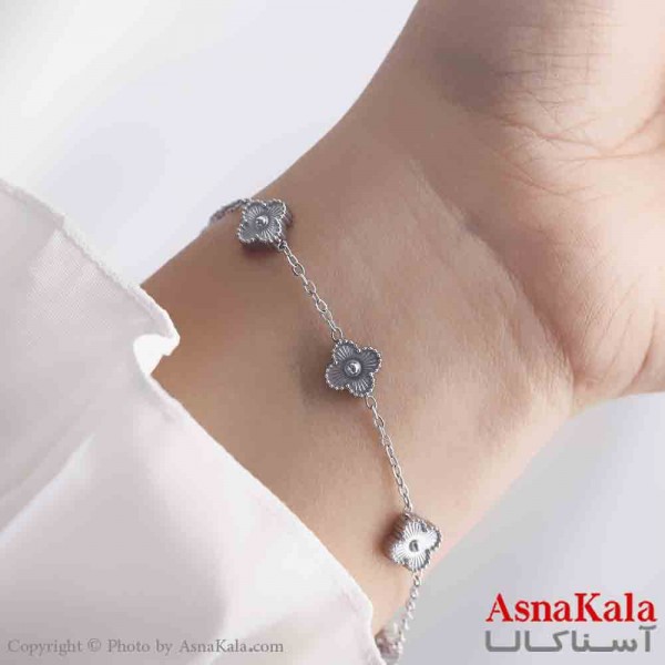 دستبند زنانه پینترستی مدل ونکلیف نقره ای کد DSB18915W
