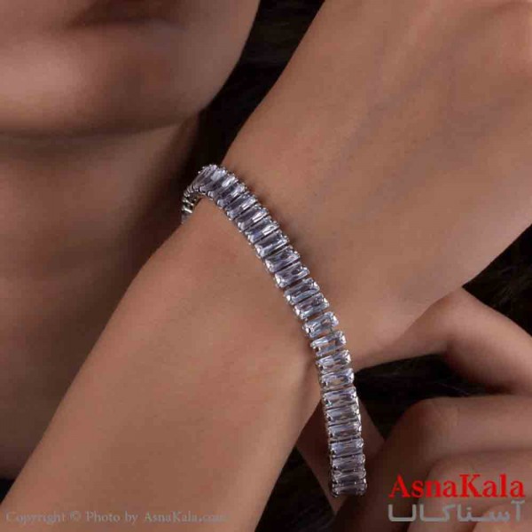 دستبند زنانه پینترستی مدل تنیسی نگین سفید کد DSB18920W