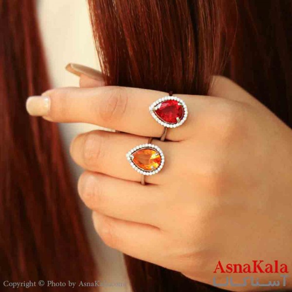 انگشتر زنانه استیل مینیمال مدل اشک نگینی کد ANG19761W