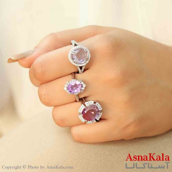 انگشتر زنانه استیل مینیمال مدل نگین یاسی کد ANG19766W