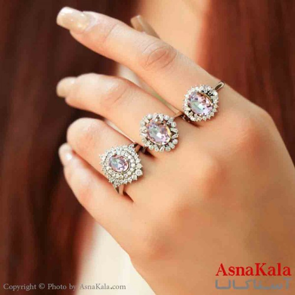 انگشتر زنانه استیل مینیمال مدل نگین صورتی کد ANG19770W
