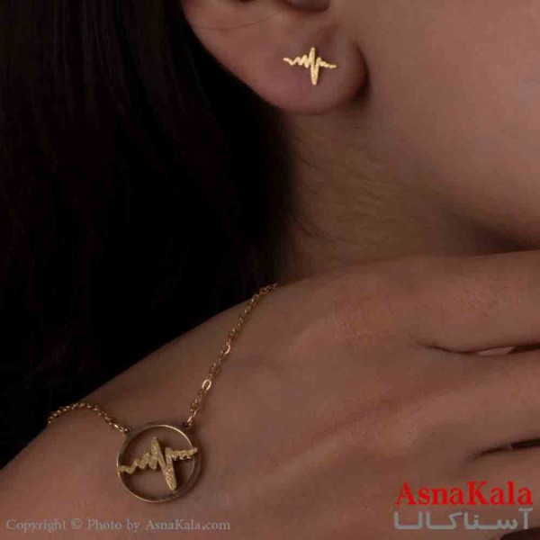 نیم ست زنانه شامل گردنبند و گوشواره استیل مدل ضربان کد NIM14746W