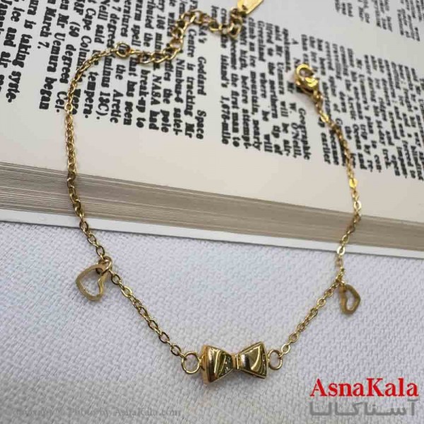 دستبند زنانه پینترستی استیل مدل پاپیون طلایی  کد DSB18941W