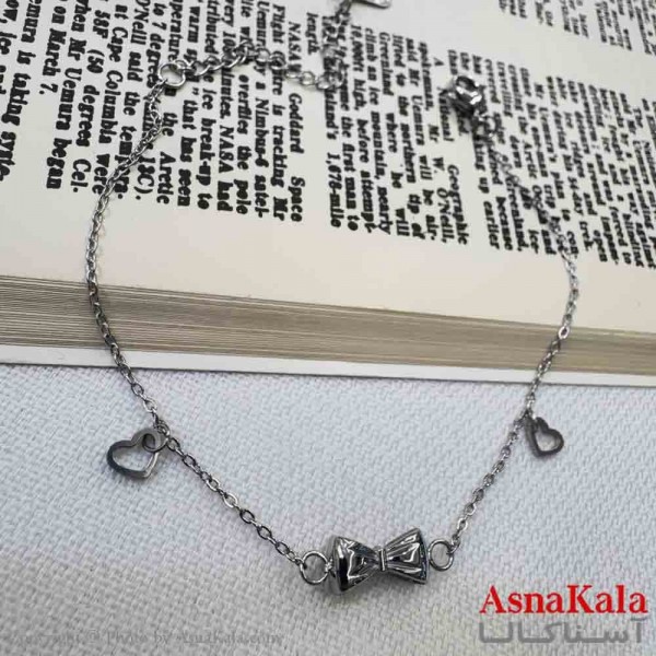 دستبند زنانه پینترستی استیل مدل پاپیون نقره ای  کد DSB18942W