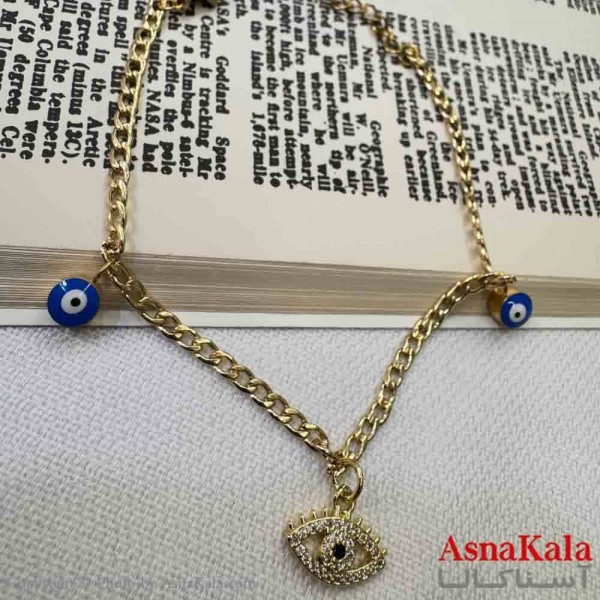دستبند زنانه پینترستی استیل مدل چشم نظر طلایی  کد DSB18945W