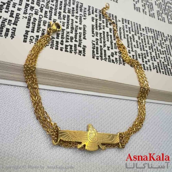 دستبند استیل مدل فروهر طلایی  کد DSB18955W