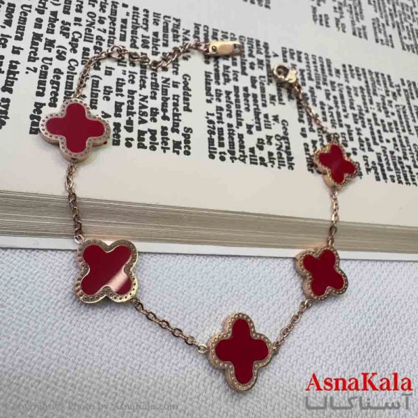 دستبند دخترانه پینترستی استیل مدل ونکلیف قرمز کد DSB18963W